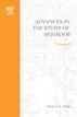 Advances in the Study of Behavior
