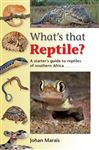 What's that reptile? introduces beginners to southern African reptiles, including  snakes, lizards, crocodiles, tortoises, terrapins and turtles. Readers are encouraged to study reptiles in broad groups before tackling species identification. The text  gives accessible information on appearance, distribution, habitat, behaviour, diet and breeding habits.