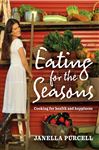 Eating for the Seasons cookbook cover shows title and young lady in home situation